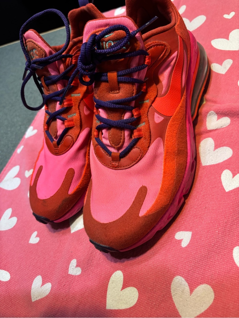 Nike Women's Athletic Shoes in Pink and Red with Purple Laces